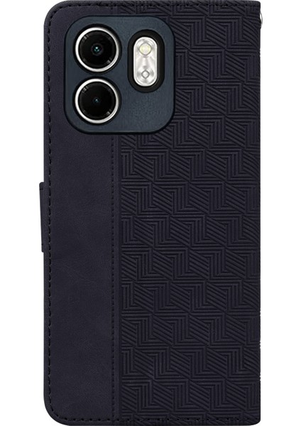 Infinix Hot 50I / Smart 9 Siyah Için Kabartmalı Pu Kılıf (Yurt Dışından)