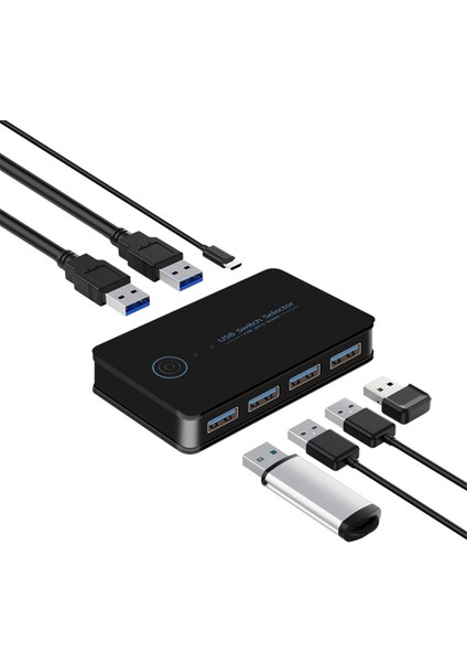 USB Kvm Anahtarı USB Paylaşımlı Anahtar 2 Giriş 4 Çıkış Dizüstü Bilgisayar Klavye Fare Yazıcı USB Anahtarı Hub Adaptörü USB 3.0 (Yurt Dışından)