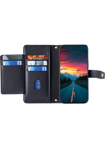 Tecno Camon 30 Pro 5g Siyah Için Çapraz Vücut Fermuarlı Cüzdan Kılıf (Yurt Dışından)
