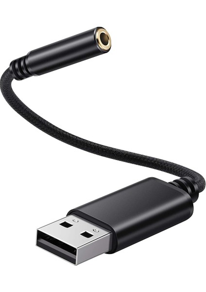 USB - 3,5 mm Kulaklık Jakı Ses Adaptörü, Pc Için Harici Stereo Ses Kartı, Dizüstü Bilgisayar, Ps4 Için, Mac Vb Için (0,6 Feet, Siyah) (Yurt Dışından) modelleri