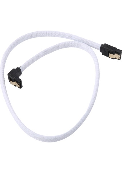50CM Sata 3.0 Iıı Sata3 7pin Veri Kablosu Dik Açı 6 Gb/s SSD Kabloları HDD Sabit Disk Veri Kablosu Naylon Kollu (Beyaz) (Yurt Dışından)