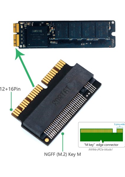 M.2 Nvme SSD Dönüştürücü Adaptörü MacBook Air Pro Retina Mid 13 14 15 16 17, A1465 A1466 A1398 Için SSD Yükseltme Kiti (Yurt Dışından) modelleri