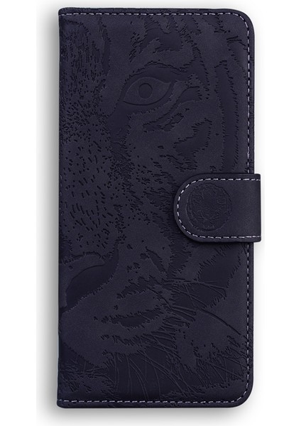 Infinix Hot 50I / Smart 9 Siyah Için Kaplan Kabartmalı Deri Kılıf (Yurt Dışından)