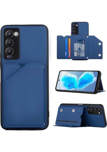 Tecno Camon 18 Mavi Için Pu + Tpu + Pc Kılıfı (Yurt Dışından)