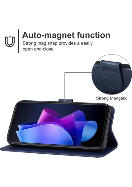Tecno Spark 10 / 10C Mavi Için Deri Telefon Kılıfı (Yurt Dışından)