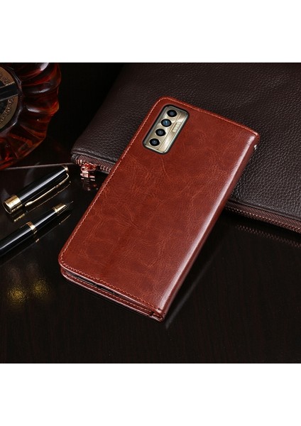 Tecno Camon 17P Kahverengi Için Idewei Pu Kılıf (Yurt Dışından)