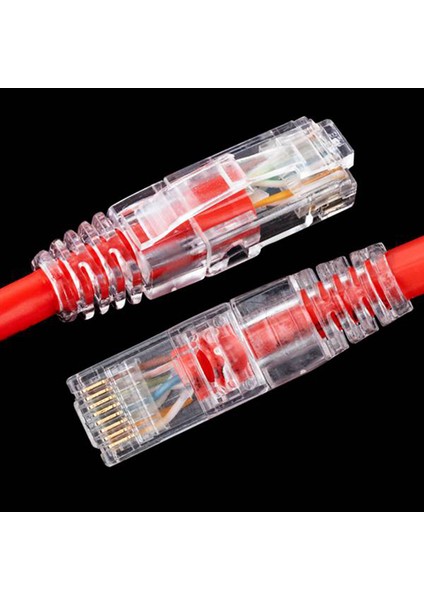 50 Adet Cat6 RJ45 Konektörü Utp Kablo Ethernet Jakı 8P8C Ağ Cat 6 Modüler Fişler 6.5mm RJ45 Kapaklı (Yurt Dışından)