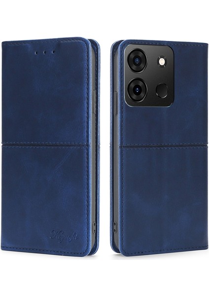 Infinix Smart 7 Mavi Için Inek Dokusu Pu Kılıf (Yurt Dışından)