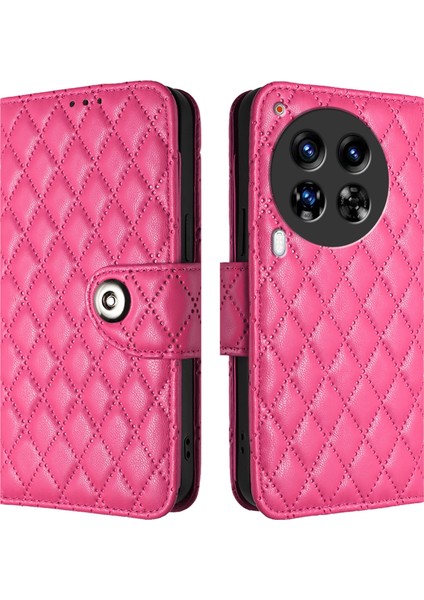 Tecno Camon 30 Premier 5g Rose Red Için Eşkenar Dokulu Pu Kılıf (Yurt Dışından)