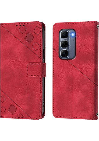 Infinix Hot 50 Pro+ 4g Kırmızı Için Kabartmalı Pu Kılıf (Yurt Dışından)