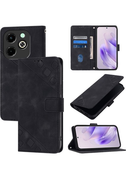 Infinix Hot 40I Siyah Için Kabartmalı Pu Kılıf (Yurt Dışından)