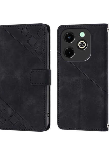 Infinix Hot 40I Siyah Için Kabartmalı Pu Kılıf (Yurt Dışından)