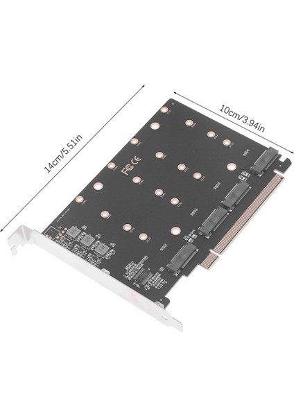 Pcıe 4.0 5.0 X16 - 4 Portlu Nvme M.2 Ngff SSD Adaptörü Bölünmüş Kart Çok Işlevli Kullanışlı Taşınabilir Adaptör (Yurt Dışından)