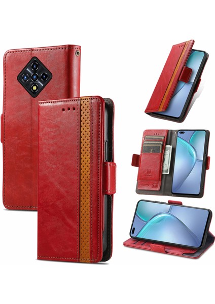 Infinix Zero 8 Kırmızı Için Business Ekleme Deri Kılıf (Yurt Dışından)