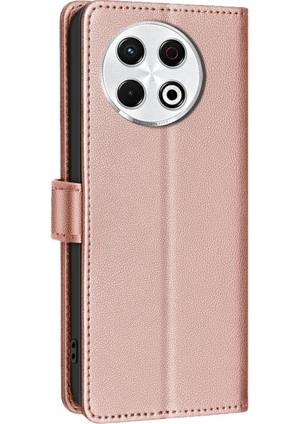 Tecno Spark 30 Pro 4g Altın Için Litchi Pu Kılıf (Yurt Dışından)