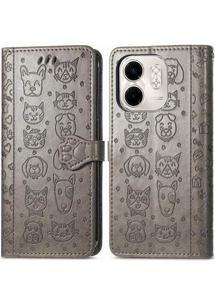 Infinix Smart 9 Gri Için Kedi ve Köpek Kabartmalı Kılıf (Yurt Dışından)