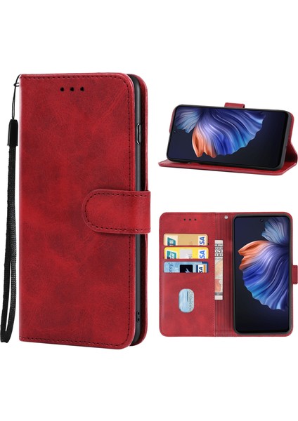 Tecno Camon 18 P Kırmızı Deri Kılıf (Yurt Dışından)