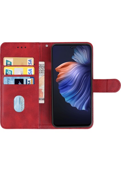 Tecno Camon 18 P Kırmızı Deri Kılıf (Yurt Dışından)
