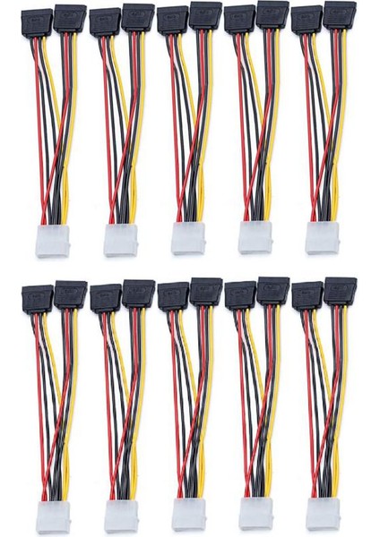 10 Adet Dizüstü Bilgisayar Adaptörü 4pin Ide Molex'ten 2 Seri Ata Sata Y Ayırıcı Sabit Sürücü Güç Kaynağı Kablosu Bilgisayar Kablosu (Yurt Dışından)
