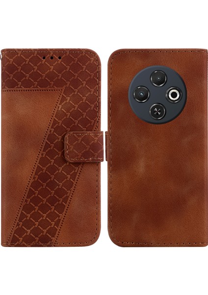 Tecno Spark 30C Kahverengi Için Yedi Şekilli Pu Kılıf (Yurt Dışından)