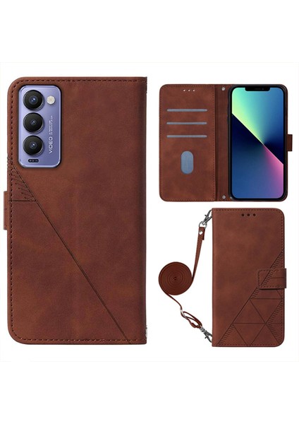 Tecno Camon 18P Kahverengi Için Crossbody Deri Kılıf (Yurt Dışından) fiyatları