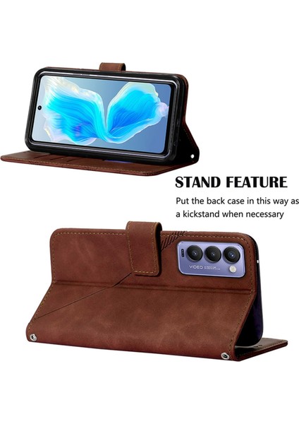 Tecno Camon 18P Kahverengi Için Crossbody Deri Kılıf (Yurt Dışından) fırsatları