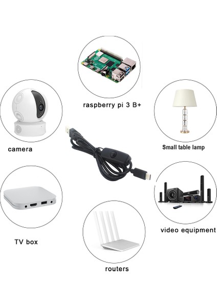Güç Adaptörü Kablosu 5V 3A Usb'den Tip-C'ye Güç Kaynağı Kablosu, Raspberry Pi 4 Için Açma/kapama Düğmesi ile (Yurt Dışından) fiyatları