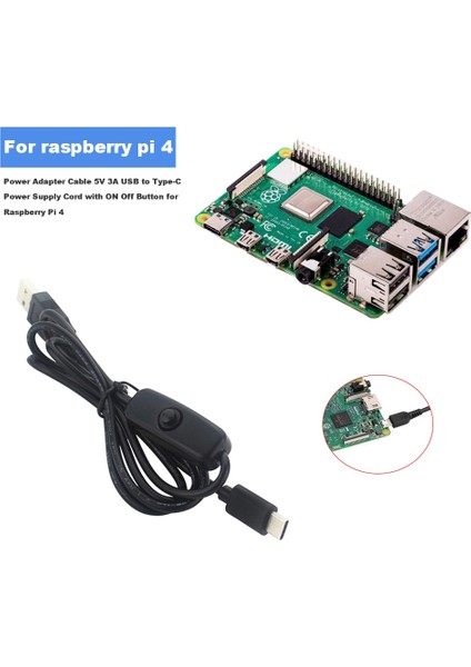 Güç Adaptörü Kablosu 5V 3A Usb'den Tip-C'ye Güç Kaynağı Kablosu, Raspberry Pi 4 Için Açma/kapama Düğmesi ile (Yurt Dışından) fırsatları