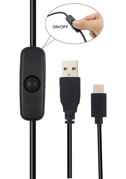 Güç Adaptörü Kablosu 5V 3A Usb'den Tip-C'ye Güç Kaynağı Kablosu, Raspberry Pi 4 Için Açma/kapama Düğmesi ile (Yurt Dışından) indirimleri