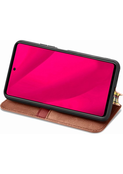 Infinix Smart 9 Kahverengi Için Kübik Preslenmiş Deri Kılıf (Yurt Dışından)