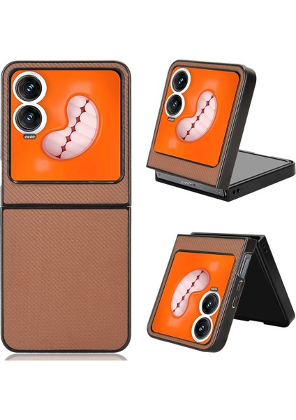 Infinix Zero Flip Brown Için Pu Deri Pc Telefon Kılıfı (Yurt Dışından)