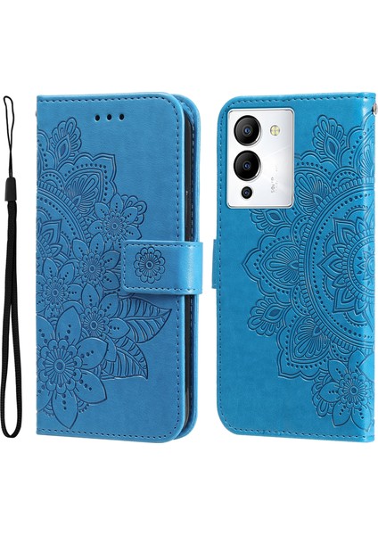 Infinix Note 12 / G96 Mavi Için 7 Yapraklı Çiçek Deri Kılıf (Yurt Dışından)