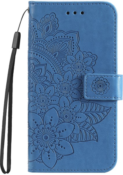 Infinix Note 12 / G96 Mavi Için 7 Yapraklı Çiçek Deri Kılıf (Yurt Dışından)