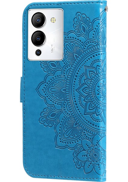 Infinix Note 12 / G96 Mavi Için 7 Yapraklı Çiçek Deri Kılıf (Yurt Dışından)