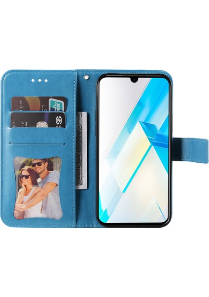 Infinix Note 12 / G96 Mavi Için 7 Yapraklı Çiçek Deri Kılıf (Yurt Dışından)