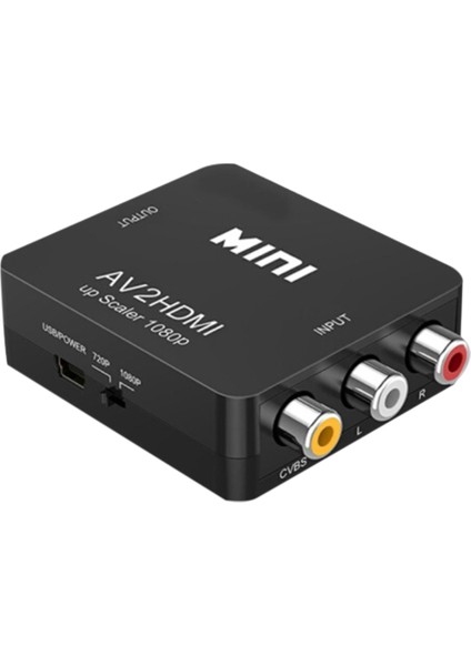 Rca'dan Hdmı'ya Av'dan Hdmı'ya Dönüştürücü 1080P Mini Rca Cvbs Video Ses Dönüştürücü Adaptör Pal/ntsc Tv/pc/ Ps3/ Stb/xbox Vhs Için (Yurt Dışından)