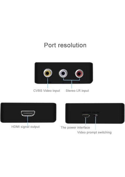 Rca'dan Hdmı'ya Av'dan Hdmı'ya Dönüştürücü 1080P Mini Rca Cvbs Video Ses Dönüştürücü Adaptör Pal/ntsc Tv/pc/ Ps3/ Stb/xbox Vhs Için (Yurt Dışından)