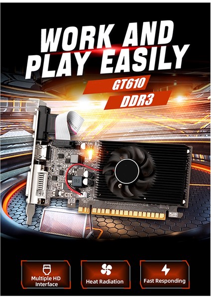 Geforce GT610 1gb Ddr3 Ekran Kartı 810 Mhz 1800 Mhz 64 Bit 40 Nm Vga+Hd+Dvı Ekran Kartı (Yurt Dışından)