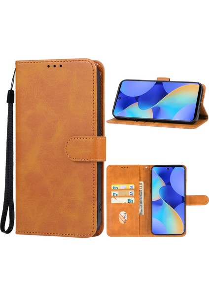 Tecno Spark 10 Pro Kahverengi Için Deri Telefon Kılıfı (Yurt Dışından)