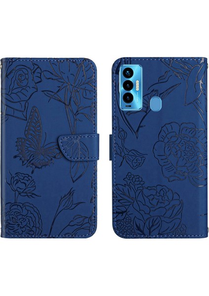 Tecno Camon 18I Mavi Için HT03 Deri Kılıf (Yurt Dışından)