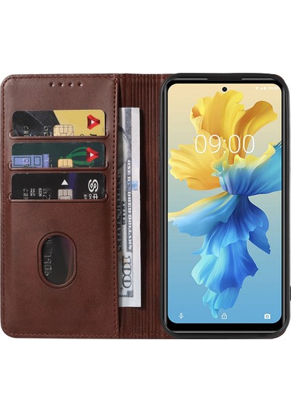 Infinix Hot 11 2022 Kahverengi Için Deri Kılıf (Yurt Dışından)