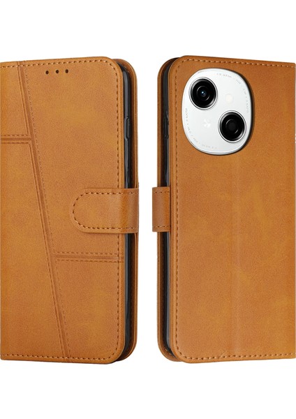 Tecno Spark Go 1 Sarı Dikişli Buzağı Telefon Kılıfı (Yurt Dışından)