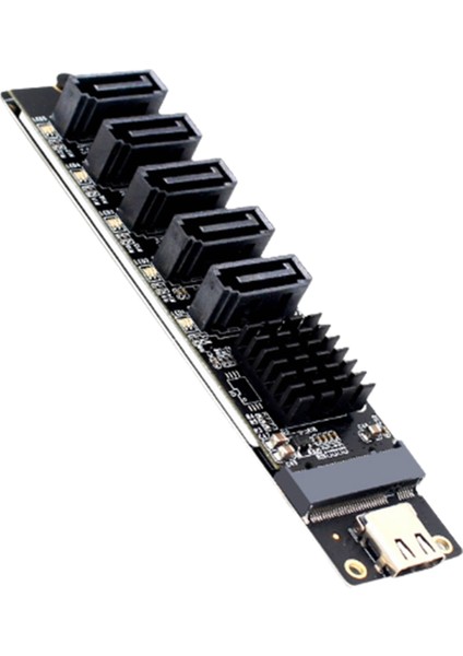 Adaptör Kartı Type-C'den Sata'ya 5 Portlu Sata3 6gbps USB10G Genişletme Adaptör Kartı JM575+JMS580 (Yurt Dışından)