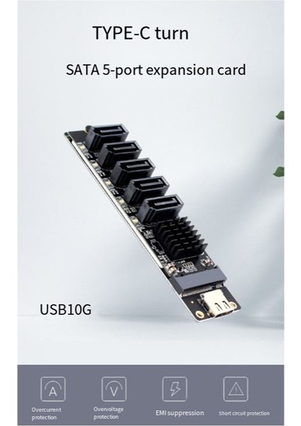 Adaptör Kartı Type-C'den Sata'ya 5 Portlu Sata3 6gbps USB10G Genişletme Adaptör Kartı JM575+JMS580 (Yurt Dışından) fiyatları