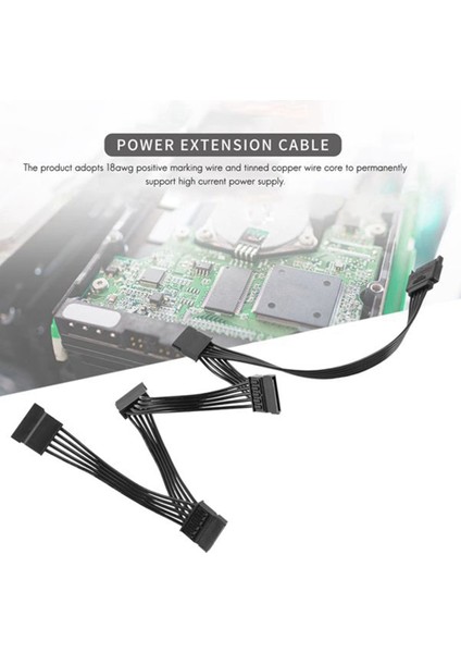 2 Adet 15 Pin Sata Güç Uzatma Sabit Disk Kablosu 1 Erkek 5 Kadın Güç Kaynağı Splitter Adaptör Kablosu (Yurt Dışından)