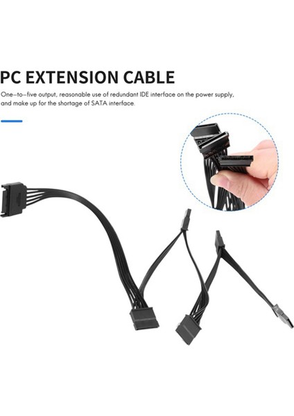 2 Adet 15 Pin Sata Güç Uzatma Sabit Disk Kablosu 1 Erkek 5 Kadın Güç Kaynağı Splitter Adaptör Kablosu (Yurt Dışından)