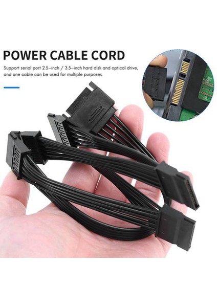 2 Adet 15 Pin Sata Güç Uzatma Sabit Disk Kablosu 1 Erkek 5 Kadın Güç Kaynağı Splitter Adaptör Kablosu (Yurt Dışından)