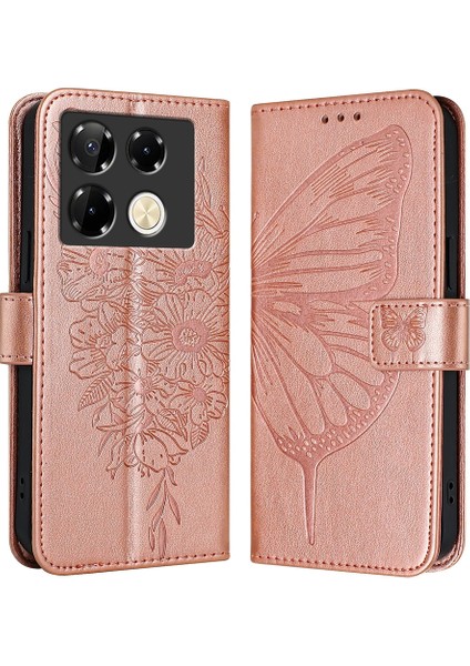 Infinix Note 40 Pro 5g Pembe Altın Için Kabartmalı Pu Kılıf (Yurt Dışından)