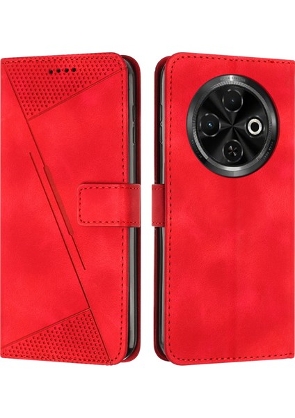Tecno Spark 30C Kırmızı Için Dream Üçgen Deri Kılıf (Yurt Dışından)