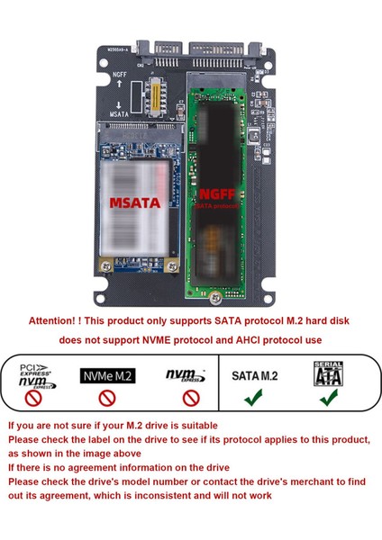 M.2 Ngff Msata Ssd'den Sata 3.0 Adaptör Kartına 2 In 1 Dönüştürücü Kartı M.2 SSD Adaptör Kartı Harici Sabit Disk Muhafazası (Yurt Dışından)